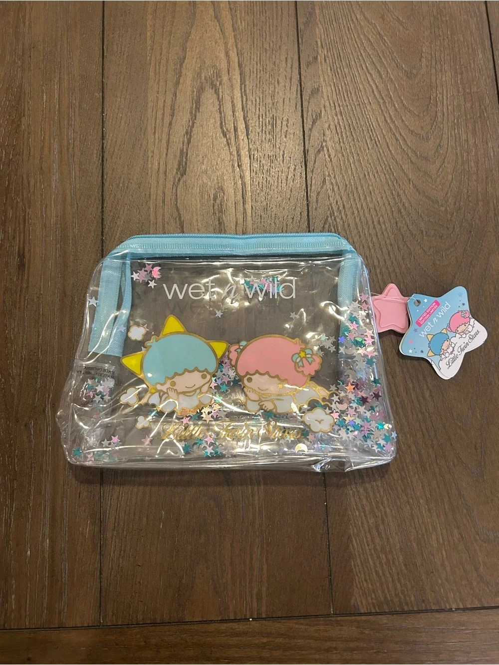 wet n wild Clear Kids Glitter Pouch with Blue & Pink Accents